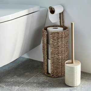 Support de papier toilette en jonc de mer tressé, sur pied, directement de l'usine, écologique, décoration de salle de bain et distributeur, minimaliste et respectueux de l'environnement - Product Image 1