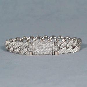 Bracelet chaîne cubaine plaqué or Hip Hop en argent sterling 925 avec moissanite VVS taille brillant sertie griffe, style chaîne glacée, cadeau - Product Image 5