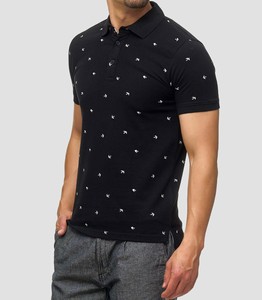 เสื้อเชิ้ตแขนสั้นสีดำสำหรับผู้ชาย ผ้าคอตตอนปิเก้เนื้อแน่น ดีไซน์ลำลอง ระบายอากาศได้ดี น้ำหนัก 240 กรัม บริการ OEM - Product Image 2