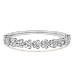 14kt Gold Openable <b>Bangle</b> <b>Bracelet</b> In (1 Ct. Tw.) GRA Certified Pear Cut Lab Grown Diamond Flower Design <b>Bangle</b> At Lowest Price - Product Image 2