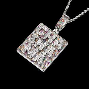 Iced Out Colorful Moissanite Stone Letter <b>Pendant</b> 925 <b>Silver</b> Hip Hop Bling Necklace Personalized <b>Initial</b> Letter <b>Pendant</b> For Men - Product Image 4