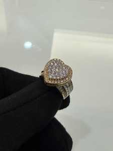 Heart Shape Moissanite Ring 925 Sterling <b>Silver</b> Iced Out Baguette Stone Claw Setting Custom Jewelry Gift - Product Image 3