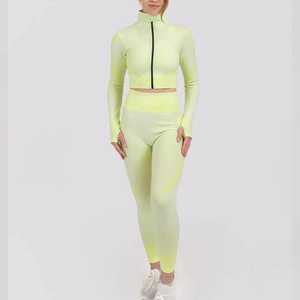 Conjunto de Yoga para Mujer, Color Sólido, Leggings de Cintura Alta, Top Corto, Espalda Cruzada, Sin Costuras, Transpirable, Spandex, Poliéster, Ropa Deportiva - Product Image 6