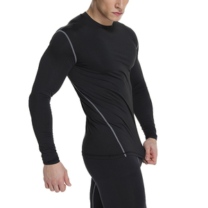 Men's <b>Black</b> <b>Long</b> <b>Sleeve</b> Compression Shirt Quick Dry Polyester Base Layer <b>Top</b> for <b>Gym</b> Training and Sports - Product Image 4