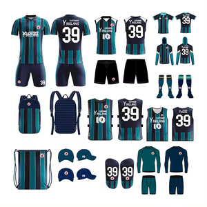 Ensemble de maillots de football pour hommes imprimés par transfert thermique avec logo frontal, uniformes d'équipe personnalisés, 100% polyester, anti-UV et séchage rapide - Product Image 1