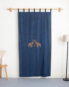 Juego de cortinas para ventana y puerta con diseño de cuadros gingham, 100% algodón, color azul marino, para sala de estar y hotel - Product Image 4