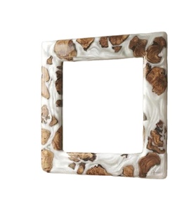Pure Elegance Resin Wood Wall Mirror Handcrafted Frame Mirror for Contemporary Living Room and Bedroom Decor - Product Image 1