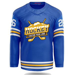Maillot de hockey personnalisé blanc, noir, jaune, imprimé par sublimation, col en V, manches longues, unisexe, adulte, respirant, en polyester, vêtements de hockey sur glace - Product Image 4