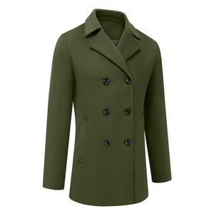 Top Quality Fall Winter Wool <b>Pea</b> <b>Coat</b> <b>Men's</b> Double Breasted Thickened Full Sleeve Stylish Outerwear Long Peacoat - Product Image 3