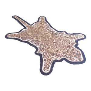 Alfombra Artesanal Tibetana con Detalles de Piel de Tigre, en Tonos Rosa Beige y Blanco, Borde Festoneado, Pelo Corto, Decoración Ecléctica para el Hogar - Product Image 6