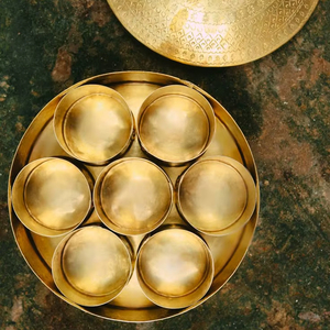 Brass <b>Masala</b> <b>Box</b> With Spoon And Lid For Convenient Spice Serving And Kitchen Storage Use - Product Image 1