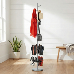 Porte-manteau et range-chaussures moderne et réglable en acier, design portable, multicolore, meubles de salon, fabrication OEM Taiwan - Product Image 1