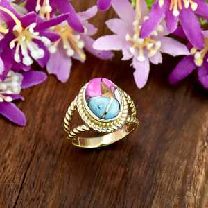 Bague fine de style bohème pour homme, en or vermeil 18 carats, avec pierre précieuse turquoise naturelle de forme ovale, motif aigle gravé, en coton de luxe. - Product Image 6