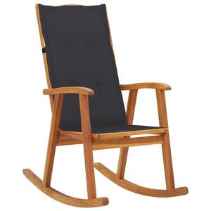 Fauteuil à bascule en bois d'acacia massif, chaise en bois naturel standard - Product Image 1