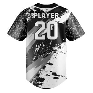 เสื้อเบสบอลสีดำขาวเทาสำหรับผู้ชาย แบบติดกระดุม ชุดทีม ระบายอากาศได้ดี น้ำหนักเบา ชุดกีฬาสำหรับการแข่งขัน - Product Image 2