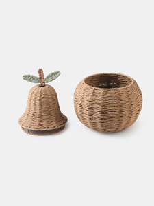 Panier de rangement pour enfants en corde de papier naturelle, tressé en jonc de mer, en forme de poire, pour chambre d'enfant, organisateur de jouets - Tendance actuelle - Product Image 3