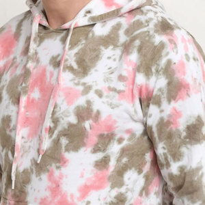 Sweat-shirt à capuche en molleton tie-dye pour homme, coupe oversize, décontracté, tricoté, rose, beige, blanc, motif, style hiver, éco-responsable - Product Image 6