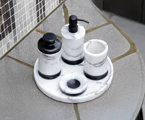 Juego de Accesorios de Baño de Lujo en Mármol Blanco y Negro, Ecológico y Duradero, para Hogar y Restaurante - Product Image 6