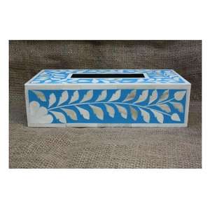 Caja de pañuelos de resina con incrustaciones de hueso hecha a mano en India para el hogar, hoteles y restaurantes, con color personalizado, caja de pañuelos con incrustaciones de hueso de la India - Product Image 6