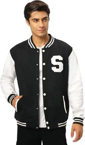 Factory Custom <b>Men</b> Wool Blend Eco-Friendly Winter Varsity <b>Jacket</b> <b>White</b> Chenille Streetwear Letterman Stand Collar Covered Button - Product Image 1