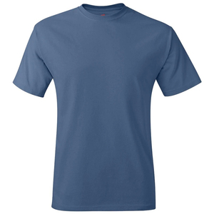 Camiseta de Manga Corta para Hombre, Cuello Redondo, Color Sólido, Corte Regular, Informal, de Algodón, Tejido de Punto, Teñido Liso, Azul, con Logotipo Frontal, Ligera - Product Image 4