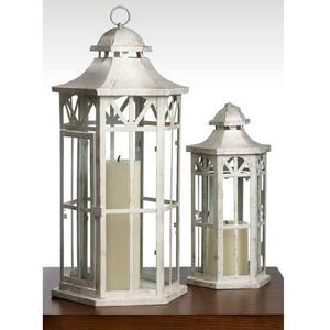 Ensemble de 2 lanternes de Noël écologiques au design moderne fantastique, cadre en fer noir, panneaux en verre transparent, poignées en bronze, pour le jardin - Product Image 1