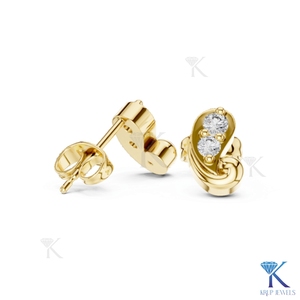 Lab Grown Diamond Abstract Swirl <b>Stud</b> Earrings 14K 18K Solid Gold 2 Stone Paisley Fine Women Jewelry Modern Anniversary Gift - Product Image 3