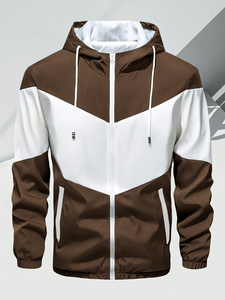 Men's Hooded Color-Blocking Track Suit <b>Set</b> Brown White <b>Knitted</b> 100% Polyester Quick Dry Autumn Casual Wear made in Bangladesh - Product Image 4