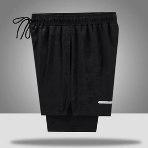 Men Athletic Double <b>Layer</b> Shorts Factory Price OEM Double <b>Layer</b> Sports Shorts Manufacturer Quick Dry Running Shorts with Zipper - Product Image 5