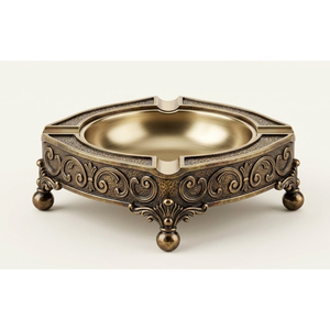 Cendrier robuste en acier inoxydable coupe-vent avec finition bronze antique, porte-cigarettes rond en métal pour extérieur, patio, bar à domicile - Product Image 3