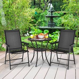 Ensemble de 2 chaises pliantes ergonomiques avec accoudoirs pour patio extérieur, pour le camping - Product Image 6