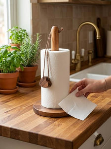 Portarrollos de papel de cocina de madera, soporte de almacenamiento de cocina, portarrollos de papel de cocina móvil para uso en la cocina - Product Image 5