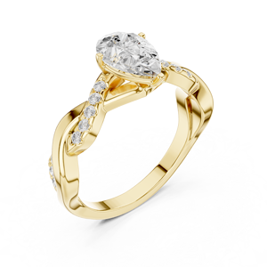 Anillo de Compromiso de Oro Amarillo con Diamante Cultivado en Laboratorio, Corte Pera, Anillo de Boda con Pavé para Mujer, Joyería Fina - Product Image 2