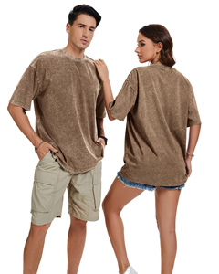 เสื้อยืดวินเทจผู้ชาย ทรงโอเวอร์ไซส์ ผ้าฟอกสี 280 กรัม คอวีแบบดรอปโชว์เดอร์ แขนสั้น สีพื้น ยูนิเซ็กส์ - Product Image 3