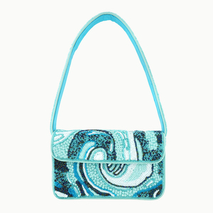 Beaded Bohemian Flap Shoulder Bag With <b>Sequined</b> Wave Pattern Single Strap Women Fashion Handbag Daily Use - Product Image 1