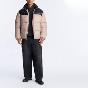 Chaqueta Acolchada de Moda para Hombre al por Mayor, con Bloques de Color, Cuello Alto, Cremallera, Estilo Casual, de Poliéster Transpirable - Product Image 4