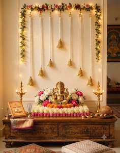 Vente en gros de guirlandes suspendues en fausses perles faites à la main, ornements dorés pour murs, décorations traditionnelles pour la maison, Ramadan, mariage - Product Image 3