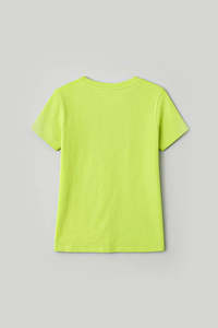 T-shirt tendance jaune-vert fluo pour femme, fabriqué au Pakistan, coupe ajustée avec logo personnalisé, idéal pour l'été – Vente en ligne - Product Image 4