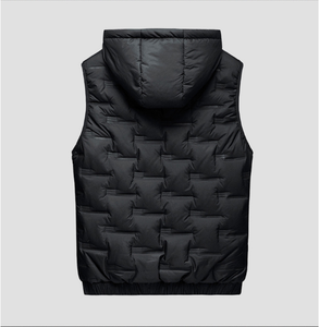 Gilet matelassé à capuche pour homme MANWA, couleur unie, décontracté, imperméable, coupe-vent, fermeture éclair, col montant, polyester - Product Image 5