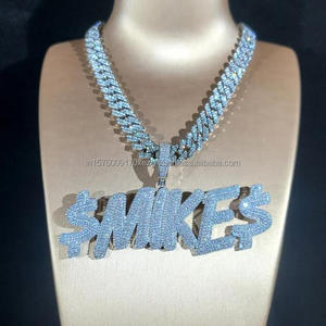 Luxury Moissanite Diamond " CASH " Letter Pendant With Cuban Chain Full Iced Out Hip Hop Necklace Jewelry - Product Image 4