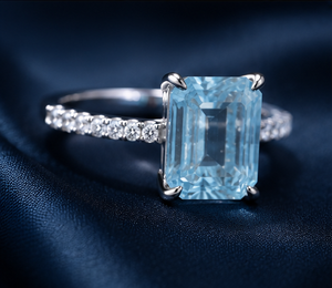 Bague de fiançailles en diamant bleu émeraude fantaisie cultivé en laboratoire, sertie de diamants pavés, bijoux de mariage pour femmes - Product Image 1