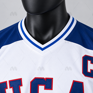 Maillots de hockey sur glace américains 2025 personnalisés, broderie 3D, antibactériens, pour adultes, 100 % polyester, maille teinte, manches longues - Product Image 6