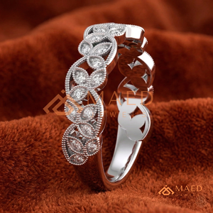 Anillo de Boda de Plata de Ley 925 con Diseño de Espiga y Pétalos de Diamantes de Laboratorio Brillantes para Mujer, Joyería Nupcial, Regalo para Novia - Product Image 2