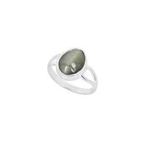 Natural <b>Cat's</b> Eye Oval Cut Gemstone Bezel Setting Classic Wedding <b>Ring</b> | 925 Sterling Silver Handmade - Product Image 1