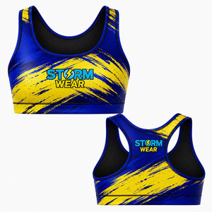 Soutien-gorge de sport pour femme, haut de gamme, avec impression par sublimation, tissu doux et respirant, design imprimé sur toute la surface, pour le fitness. - Product Image 1