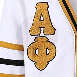 Fraternity Alpha <b>White</b> <b>Knitted</b> <b>Cardigan</b> Men's Sweater 100% Cotton Greek Embroidered APA Letters V-Neck Long Sleeve Collage Wear - Product Image 6