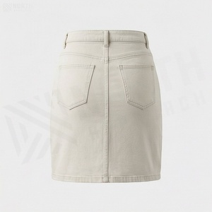 Jupe crayon en jean taille haute pour femme, couleur unie avec poche, style minimaliste, à porter toute l'année - Product Image 2