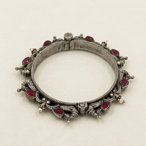 DIVYORO Oxidized Silver Plated <b>Copper</b> Alloy Carved Floral Ethnic Women's Bangle KADA - Product Image 1