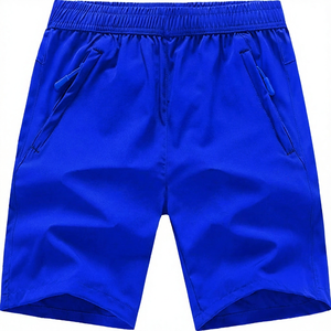 Shorts Bermuda pour homme en polyester noir uni, taille élastique, séchage rapide, décontractés, sportifs - Product Image 4