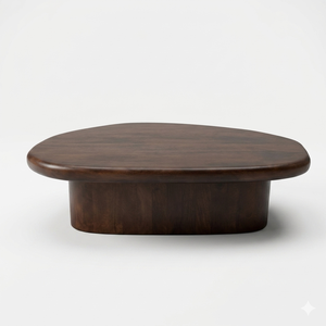 Mesa de Centro de Madera Maciza, Mesa Ovalada de Madera, Estilo Wabi-Sabi, Muebles Modernos para Sala de Estar - Product Image 3